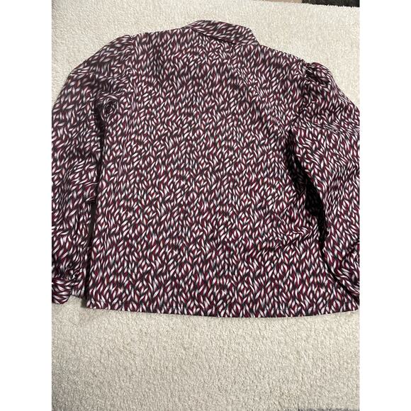 VTG Judy Bond Button Shirt Womens Sz 16 Pussybow Front Bow Puff Sleeve Patterned - Picture 5 of 10